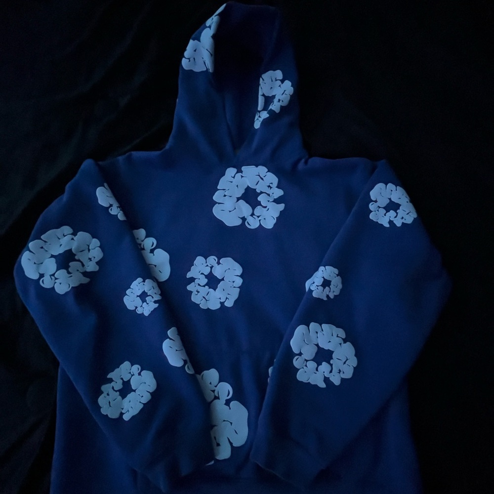 Blue denim tear hoodie size medium